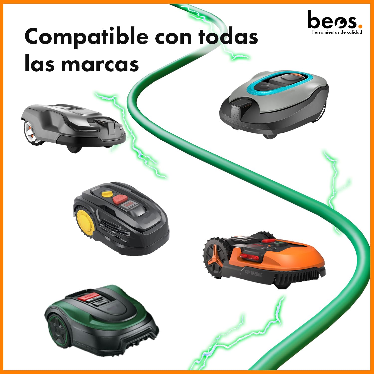 beos Premium Cable delimitador para Robots cortacésped - universalmente Compatible - Cable para Robots cortacésped de Worx, Gardena, Husqvarna, Bosch, Stihl, y Muchos más. Ø2,7mm - 100 m