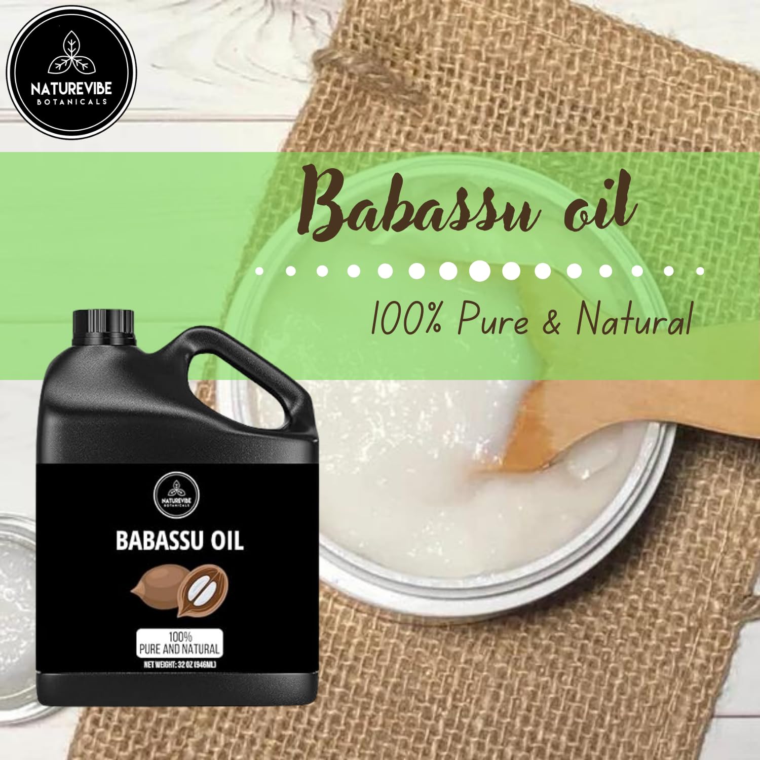 Naturevibe Botanicals Babassu Oil 32 Ounces | 100% Pure and Natural | Great for Skin Care and Hair Care - Image 2