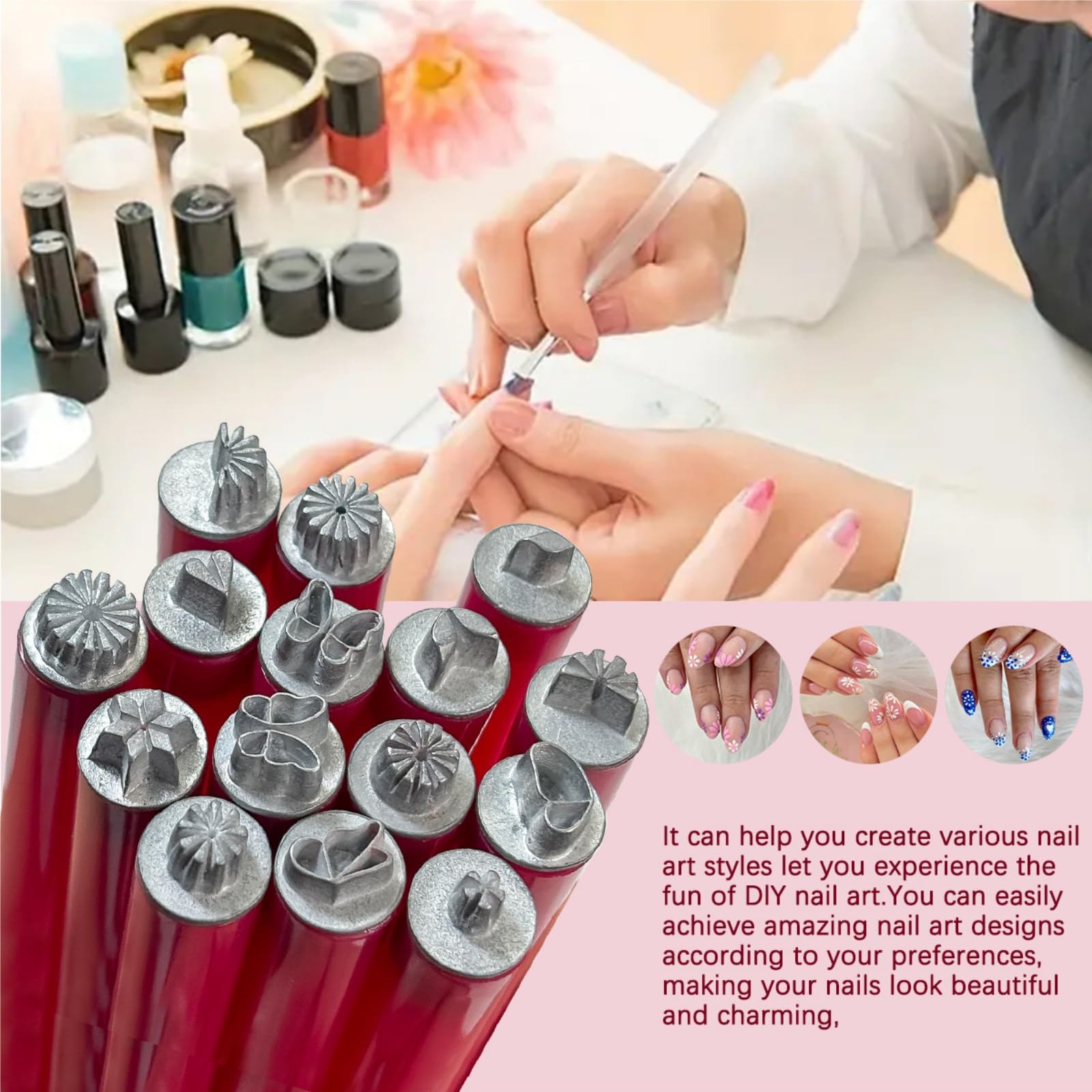 15pack Nail Art Stamp Pen Set,Precision Nail Design Tools,Diy Nail Stamp Pens Floral Pen Brush for Women Girls,Graffiti Dotting Pens for Diy Nail Art,with Different Patterns Replaceable Pen Tip - Image 3