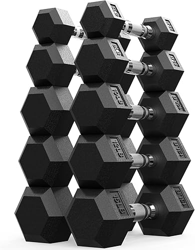 Miniatura 19 de PAPABABE Juego de mancuernas, mancuernas de gimnasio en casa con revestimiento de goma, mancuernas para mujeres y hombres, pesas de mano para