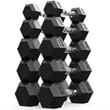 PAPABABE Dumbbell Set, Rubber Encased Home Gym Dumbbells, Weight Dumbbells for Women & Men, Hand Weights for Home Gym & Strength Training