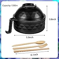 Vista 2 de 4 Juegos de Cocedor de Ramen para Microondas de 33 oz, Juego de Tazones de Ramen Rápido, Cocedor de Fideos para Microondas con Asa, Tazón de Fideos