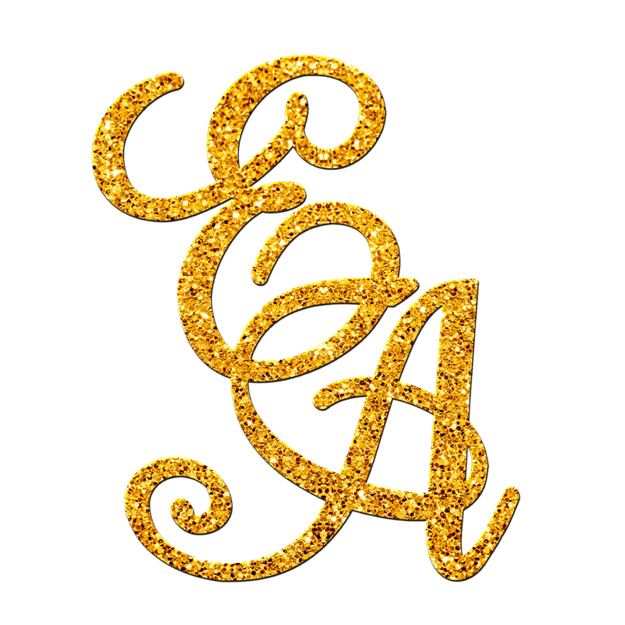 World of Sparkles | Personalized Initials Wedding Celebration Cake Charm Acrylic 3mm Thick and Classy - 3" 4" 5" 6" (Gold Glitter) 6inch