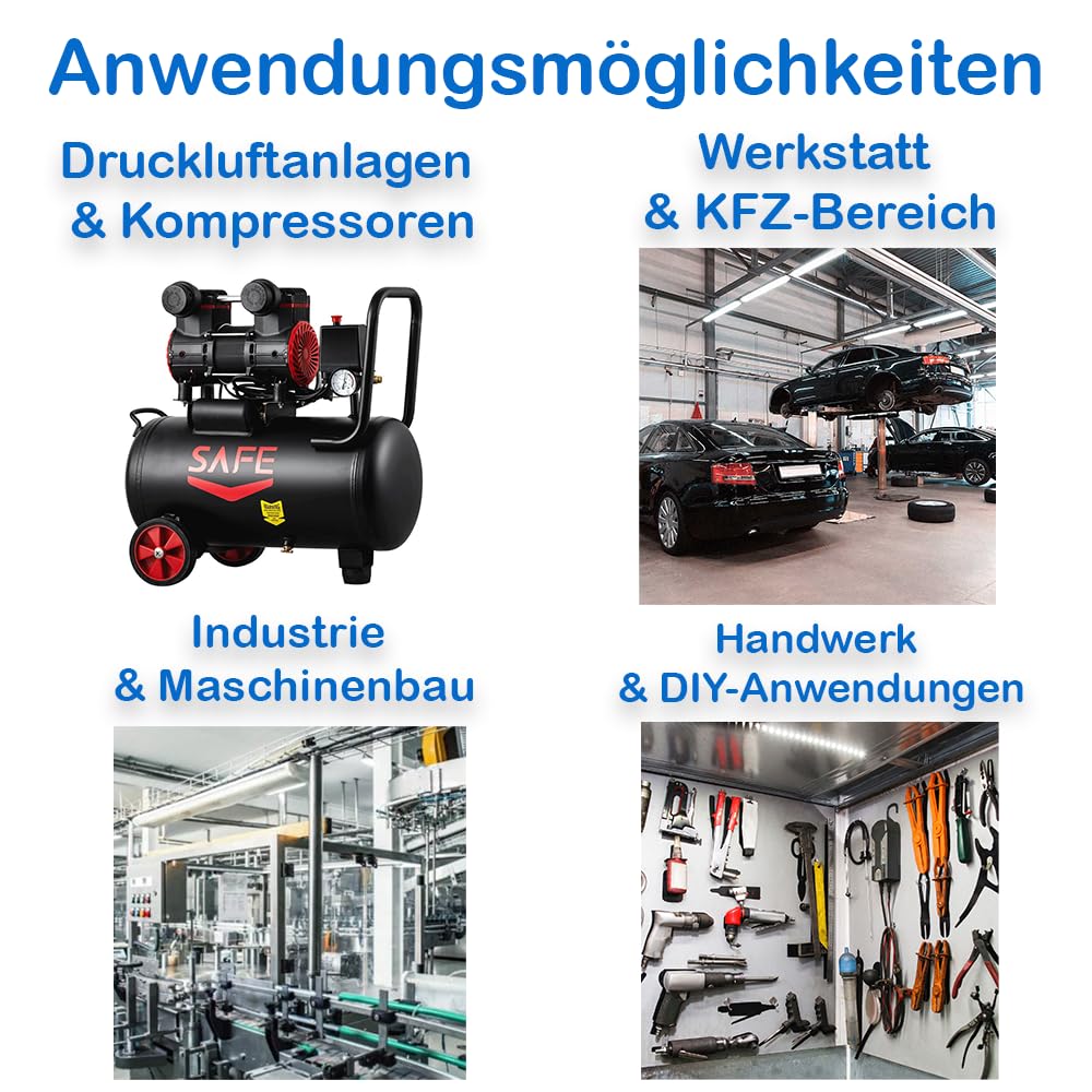 TÜV-Geprüftes Sicherheitsventil für Kompressoren - Überdruckventil, 16 bar, G 1/4", MS-vernickelt, für 15 bar Druckluftbehälter