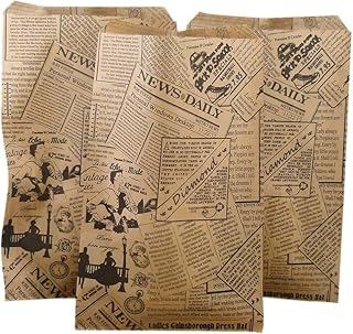 N'icePackaging 200 Bags of our Decorative Flat Paper Gift Bags - Newsprint Pattern on Brown Kraft Bags Kraft 6" x 9"