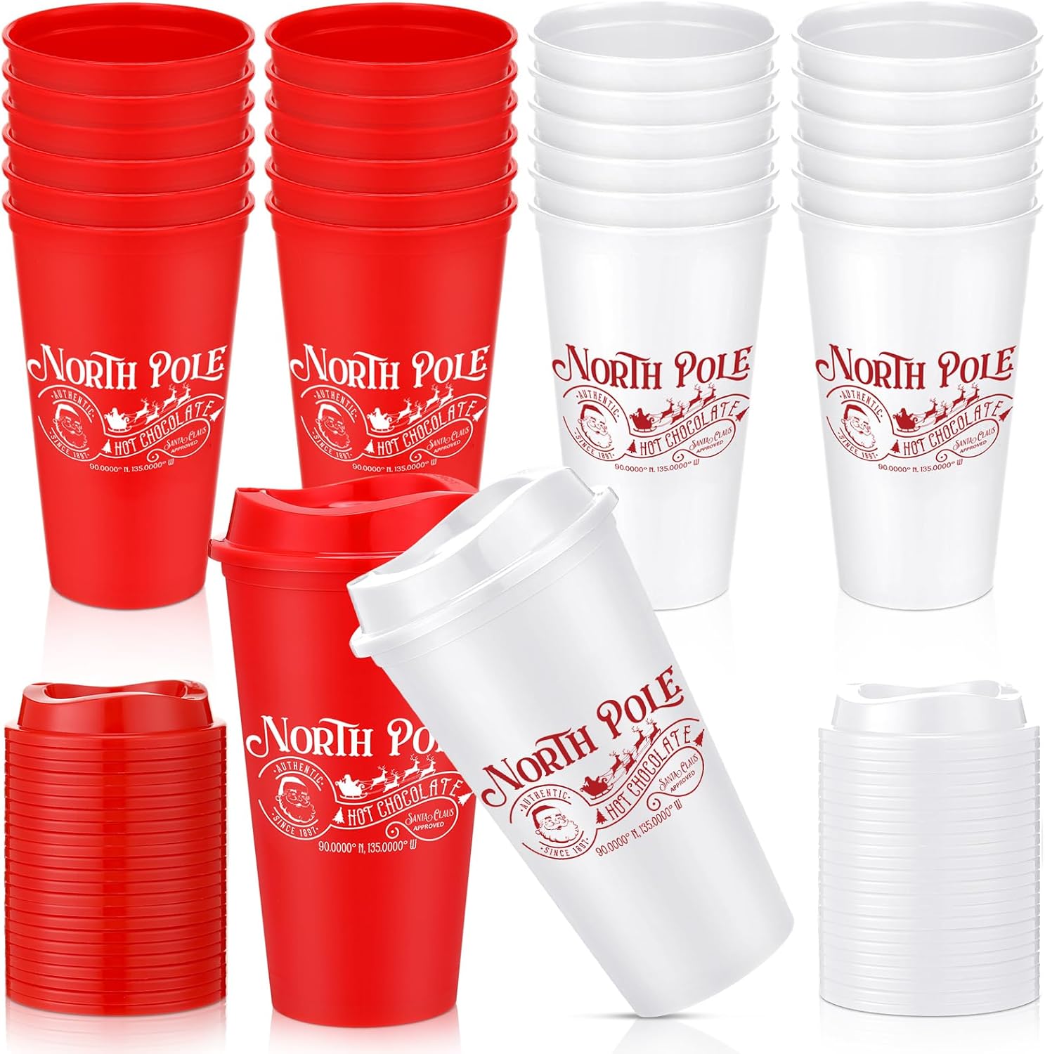 Qinyoung 24 Pcs Hot Cocoa Reusable Coffee Cups 16 oz