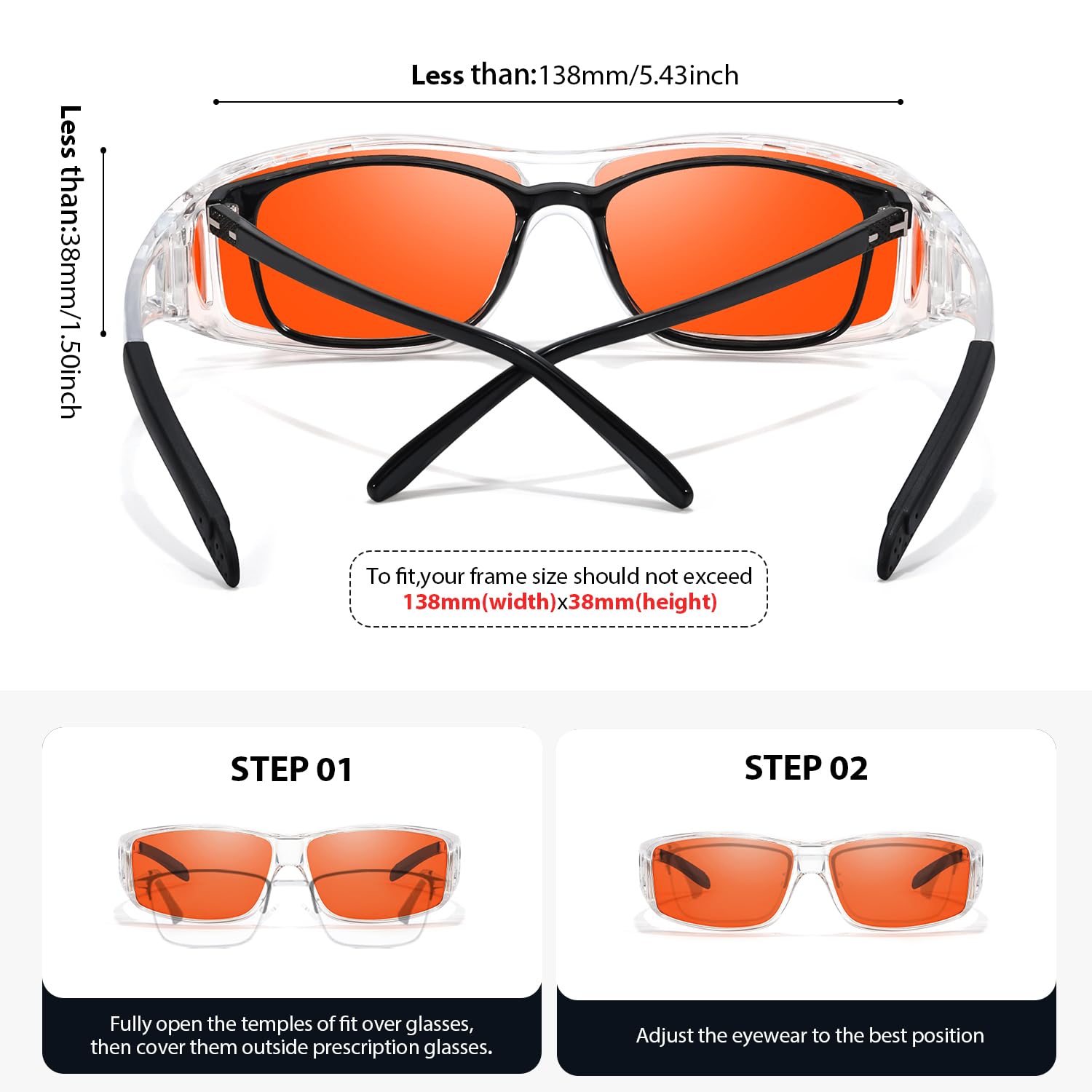 VIEWBETTER® Lunettes anti-99,99 % de blocage de la lumière bleue sur les lunettes, lunettes de jeu sur tout le pourtour, orange ambré
