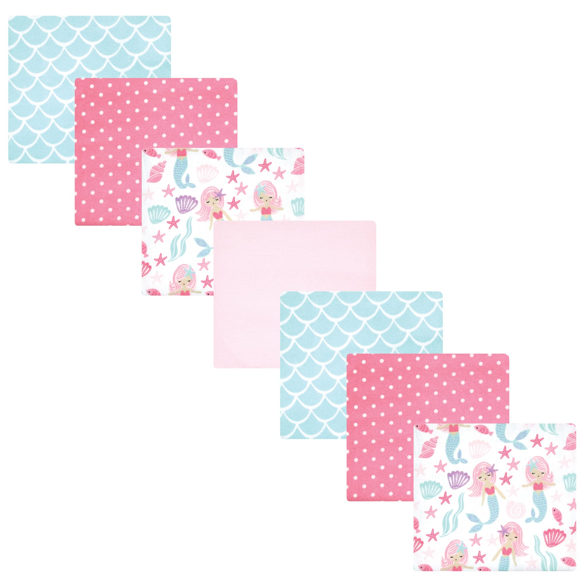 Hudson Baby Unisex Baby Cotton Flannel Receiving Blankets Bundle, Mermaid, One Size
