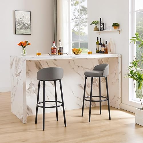 Miniatura 4 de Juego de 2 taburetes de bar, taburetes de bar de 29.3 pulgadas con respaldo y reposapiés, para comedor, cocina, mostrador de bar