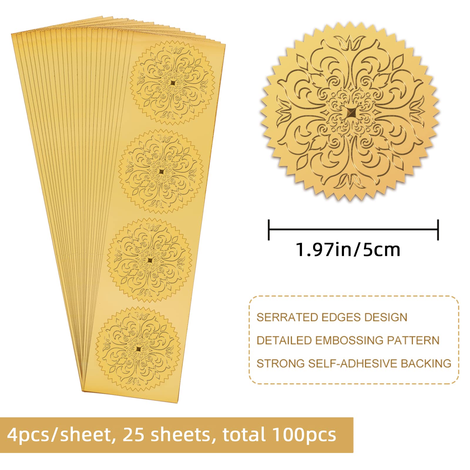 CRASPIRE Winner Trophy 408Pcs Gold Foil Embossed Stickers 2" Self Adhesive Envelopes Seals Sticker Round Labels For Wedding Invitation Graduation