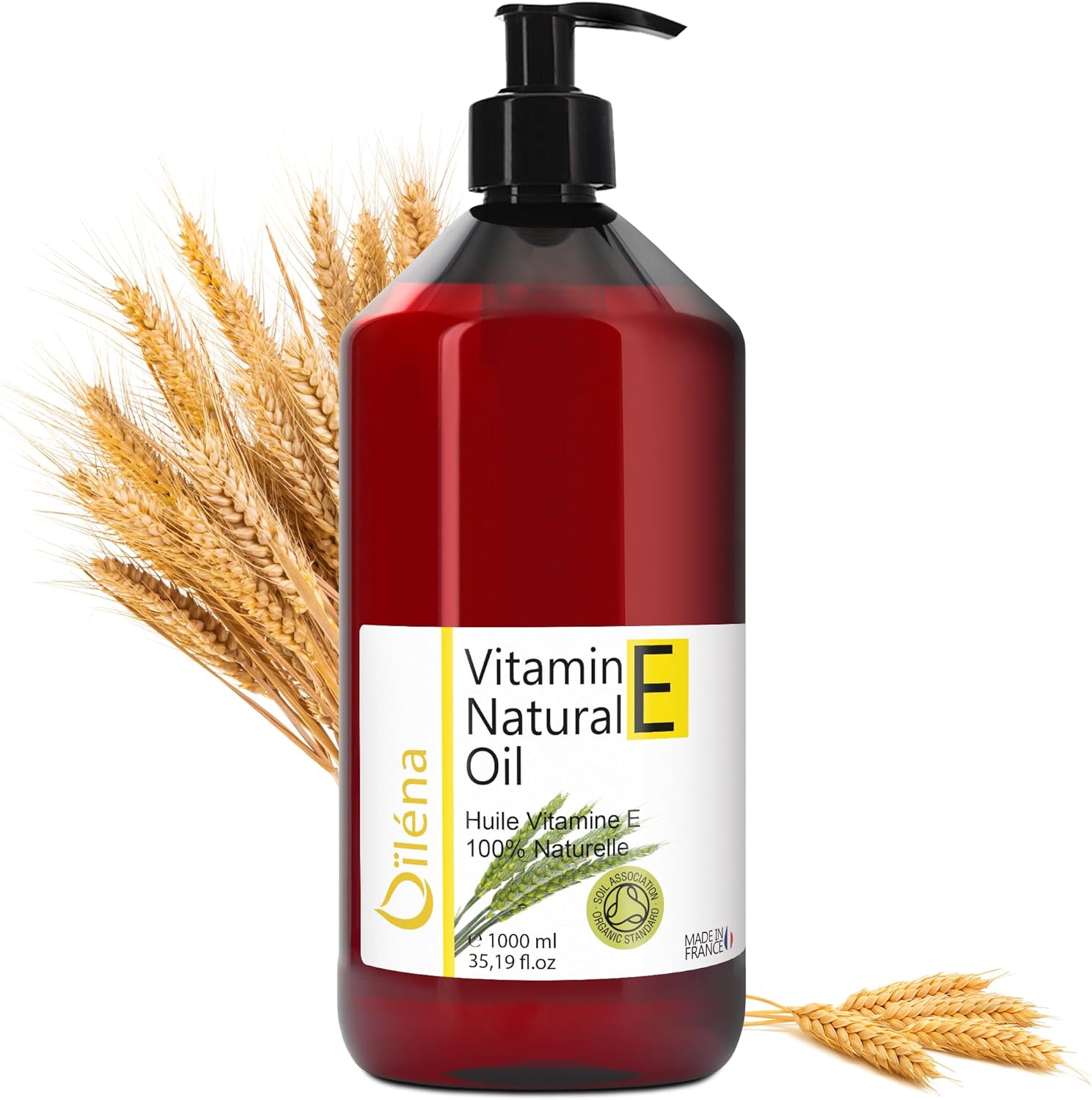 Oïléna – 100% natuurlijke vitamine E-olie | huid- en haarverzorging | anti-aging | hydraterend | antioxiderende eigenschappen | ideale verzorging voor droog haar, 1000 ml