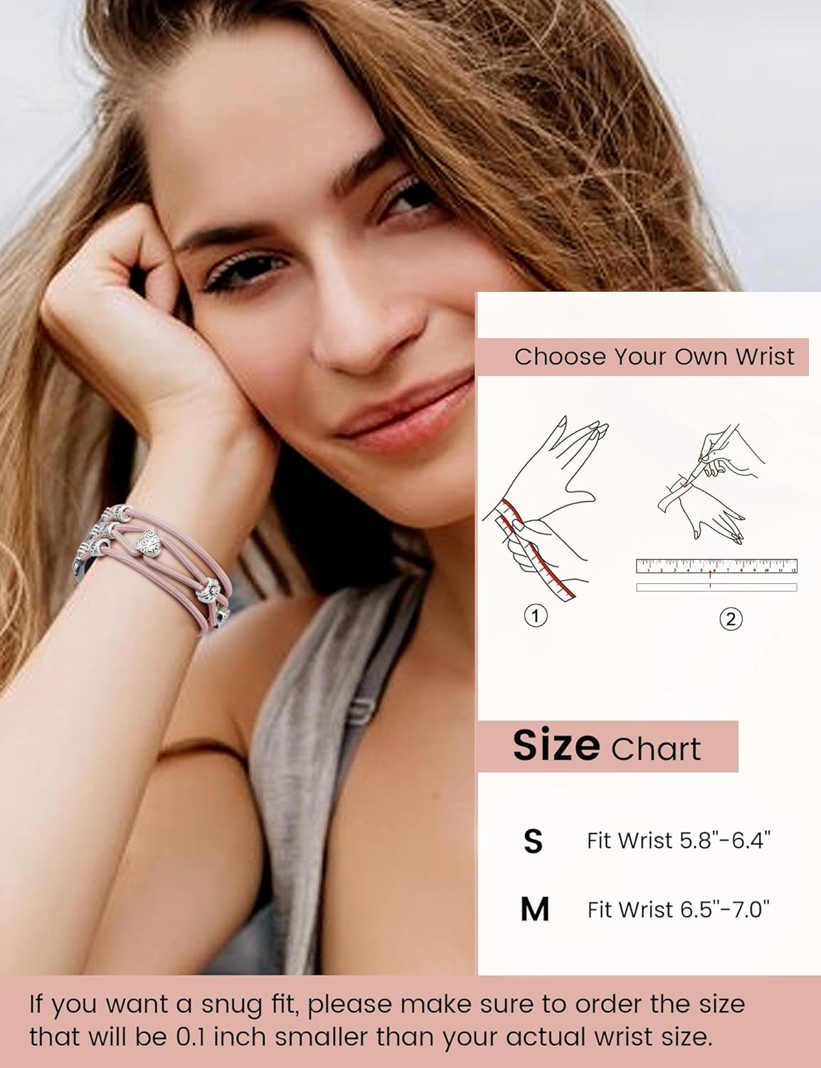 Beaded Bracelet Compatible for Samsung Galaxy Watch 7/6/5/4/Active 2 40mm 44mm, 6 Classic 43mm 47mm, 5 Pro 45mm/Watch 4 Classic 42mm 46mm, 20mm Boho Stretchy Strap for Women - Image 2