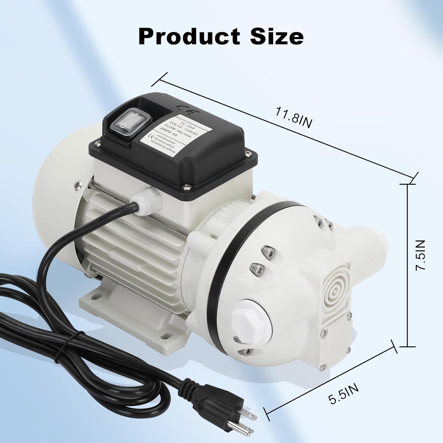 AC 110V-120V Diesel Exhaust Fluid Transfer Pump, DEF Fluid Pump for DEF, Automotive Urea, Oil, Water etc, Self-Priming Electric DEF Pump Compatible with U.S. Plug,400W, 10.6 GPM, 36ft Lift