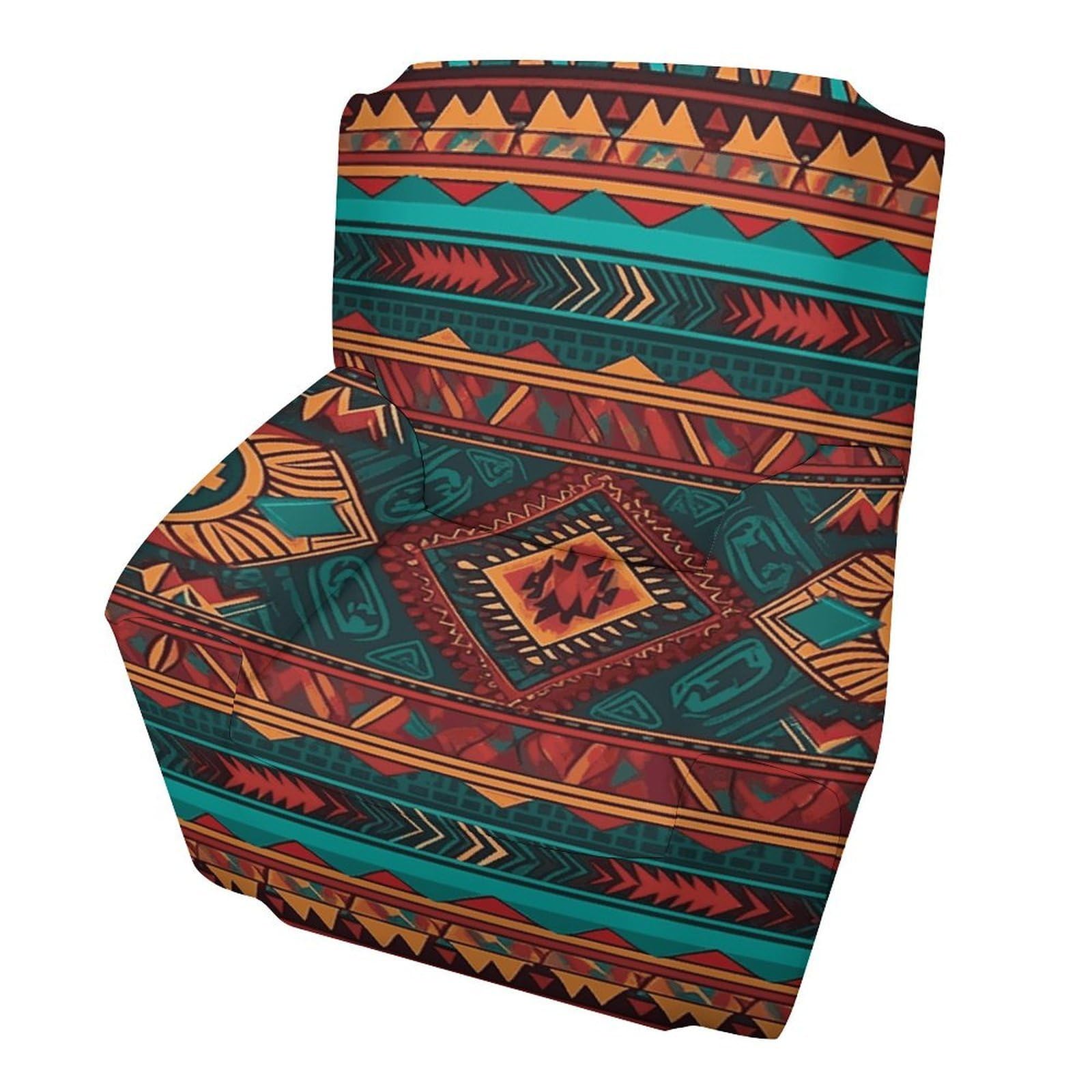 Fodpand Style Ethnic Geometric Pattern Sofa Cover Soft 1 Seater Sofa Slipcover For Pets Washable,Couch Cover With Elastic Straps Furniture Protector
