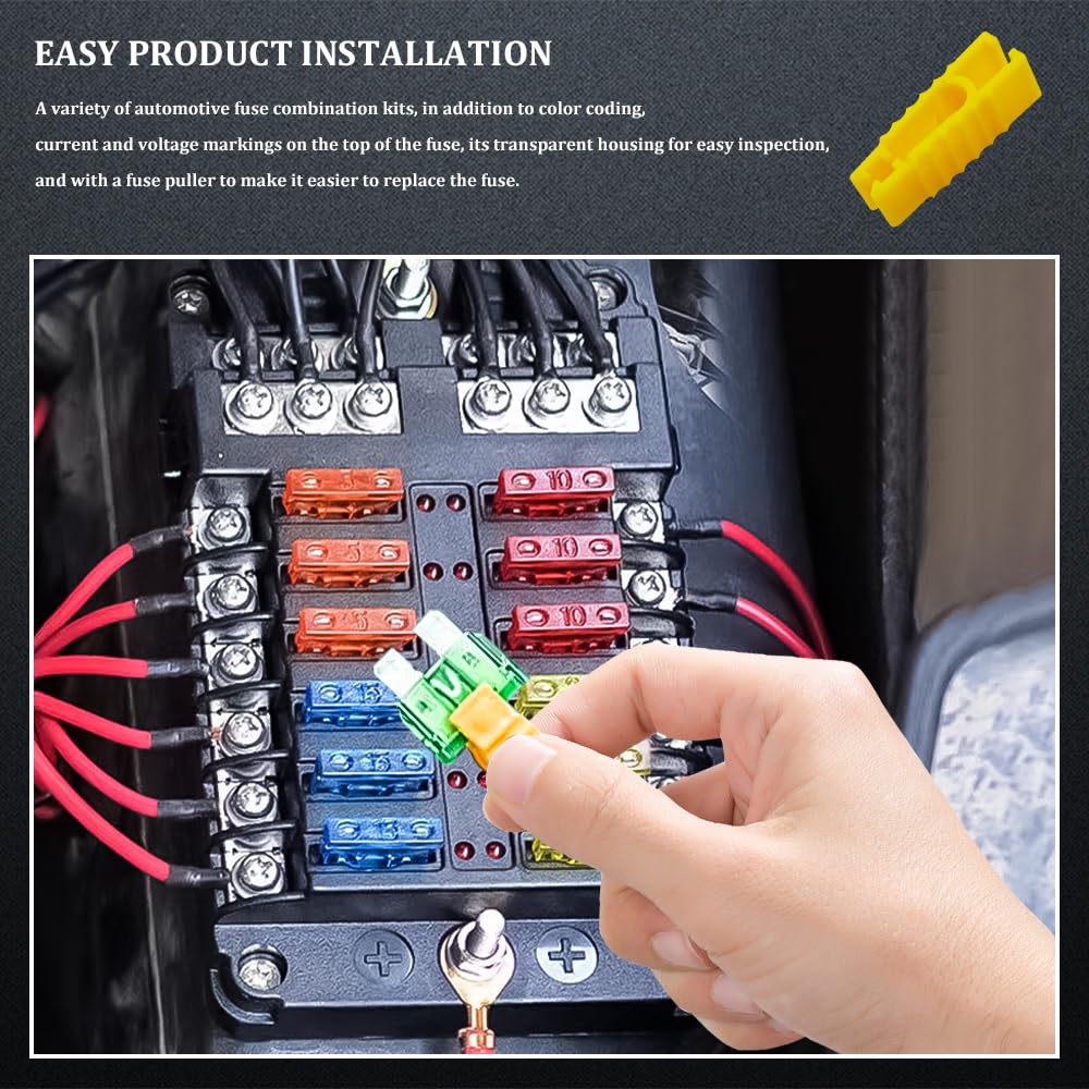 HAOBO Kit assortito di 120 fusibili per auto, mini fusibili a basso profilo, assortimento di fusibili a lama con estrattore per fusibili, 2A, 3A, 5A, 7,5A, 10A, 15A, 20A, 25A, 30A, 35A, per auto,