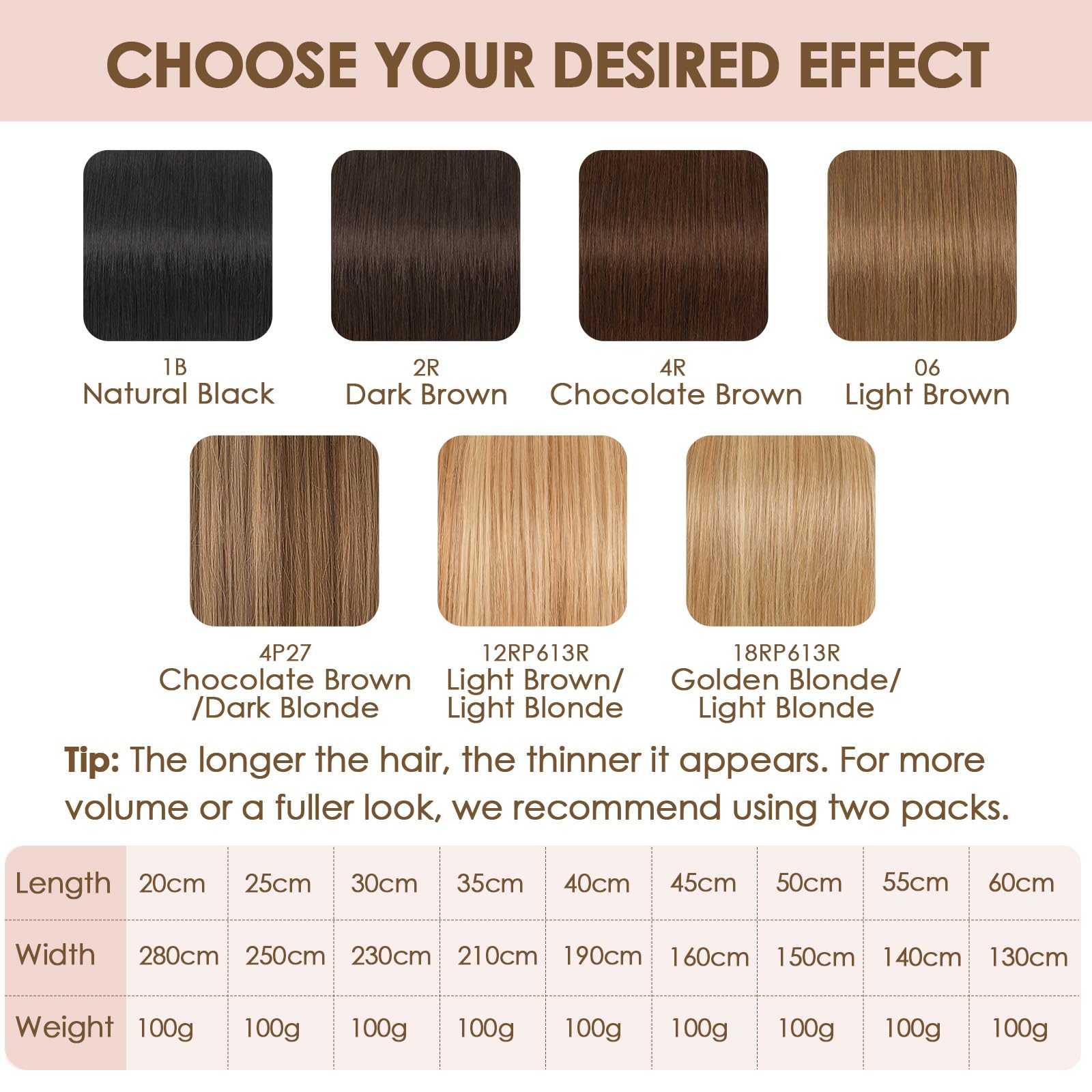 TESS Extensión de cabello humano liso 12RP613R# Marrón claro/rubio claro, 1 paquete (100 g), trama cosida, cabello humano, extensiones pelo natural para mujer, human hair bundle 55cm