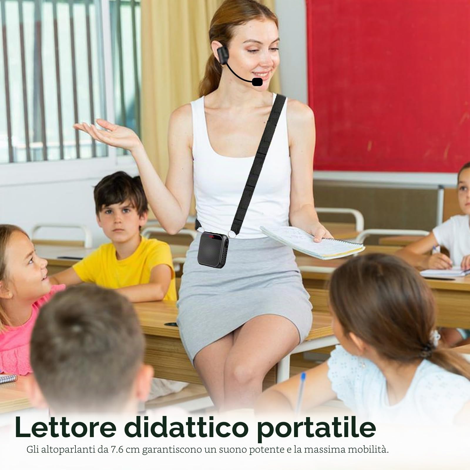 Amplificatore vocale wireless con microfono, altoparlante portatile ricaricabile, bund, batteria 2200 mAh, per allenatori e insegnanti