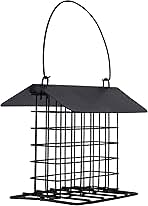 winemana Suet Feeder for Outside Hanging, Metal Suet Cake Holder Squirrel Proof, Weatherproof Bird Feeders for Wild Birds Woodpecker, Single Suet Cage for Outdoor Garden