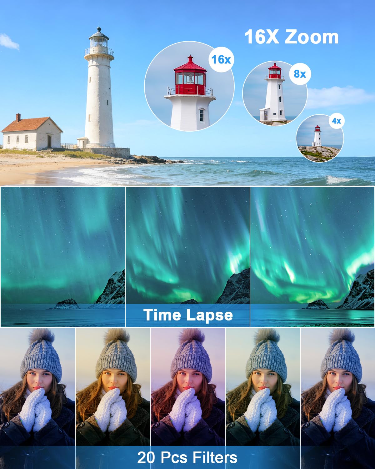 Digitalkamera 4K 64MP Fotokamera mit Autofokus, Blitz, 16X Zoom, Anti-Shake, kompakte Vlogging Kamera für Kinder Erwachsene Weiß