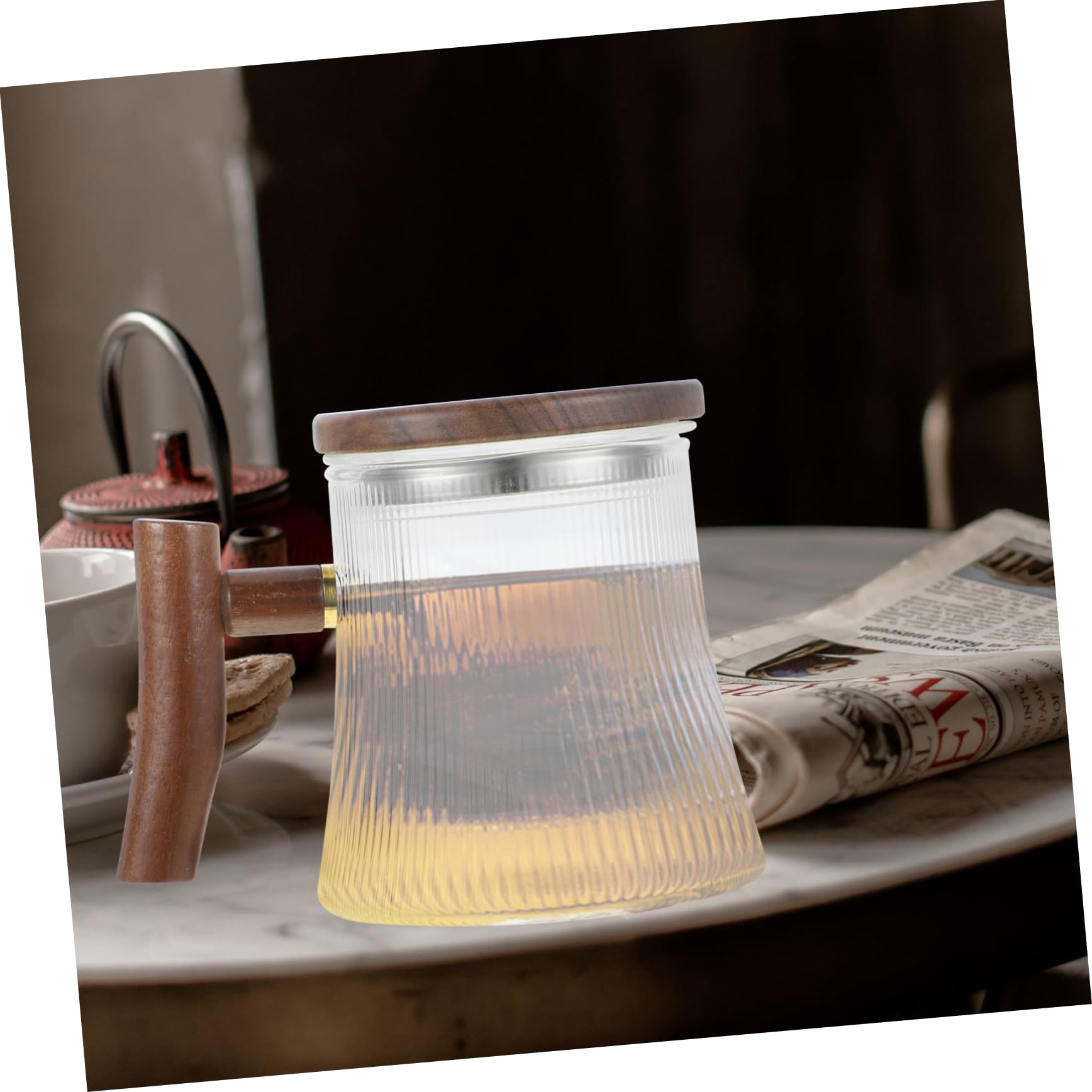 UTHCLO Classical Vertical Stripes Tea Cup Glass Tea Infuser Mug Hot Beverage Strainer Cup Lids