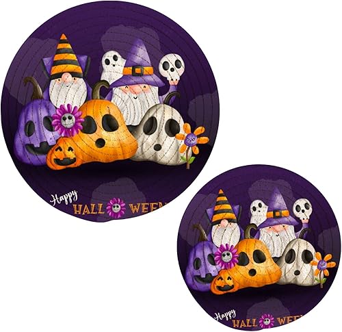 Juego de 2 soportes para ollas de gnomo de Halloween, resistentes al calor, redondos, para cocina, olla caliente y sartén