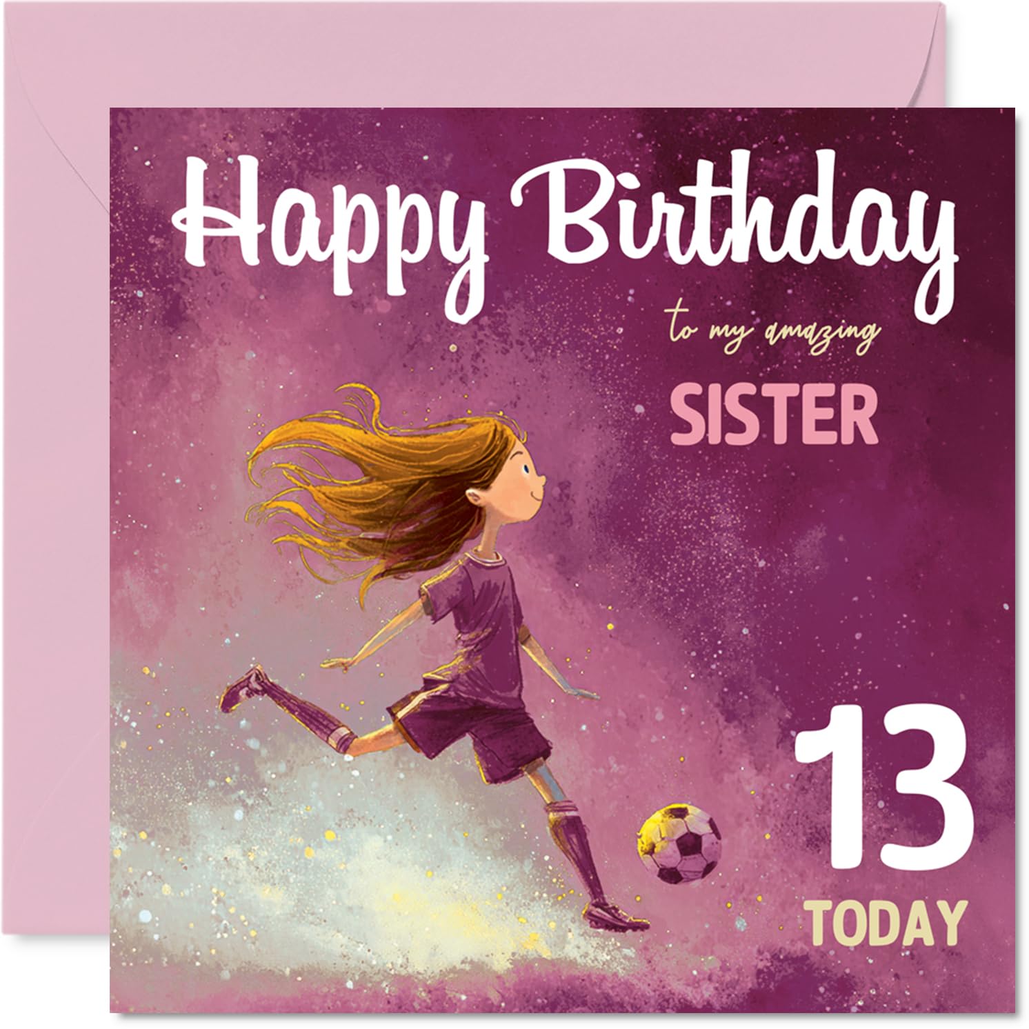 13th Birthday Cards for Sister, Football Girl