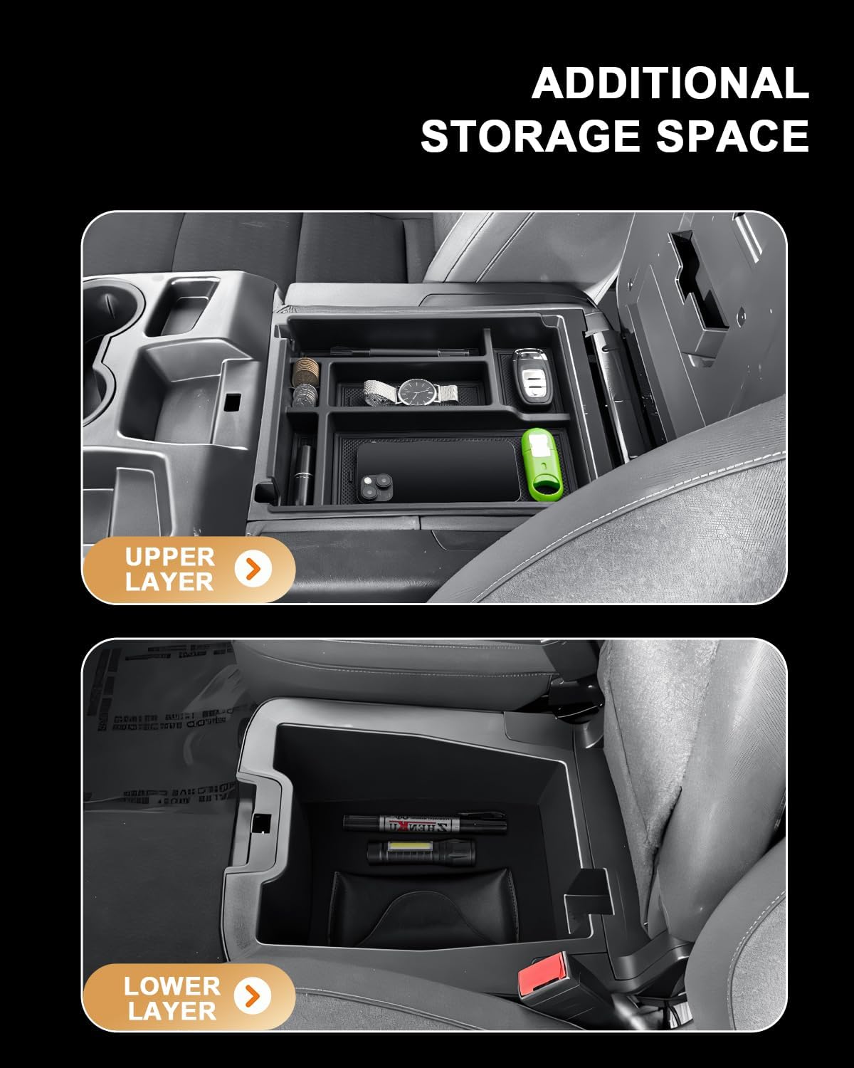 2026 Silverado 1500 Center Console Organizer For 2019-2026 Chevy Silverado 1500/GMC Sierra 1500/2020-2026 Silverado/Sierra 2500HD/3500HD Accessories Center Console - Only Fit Split-Bench Front Seat