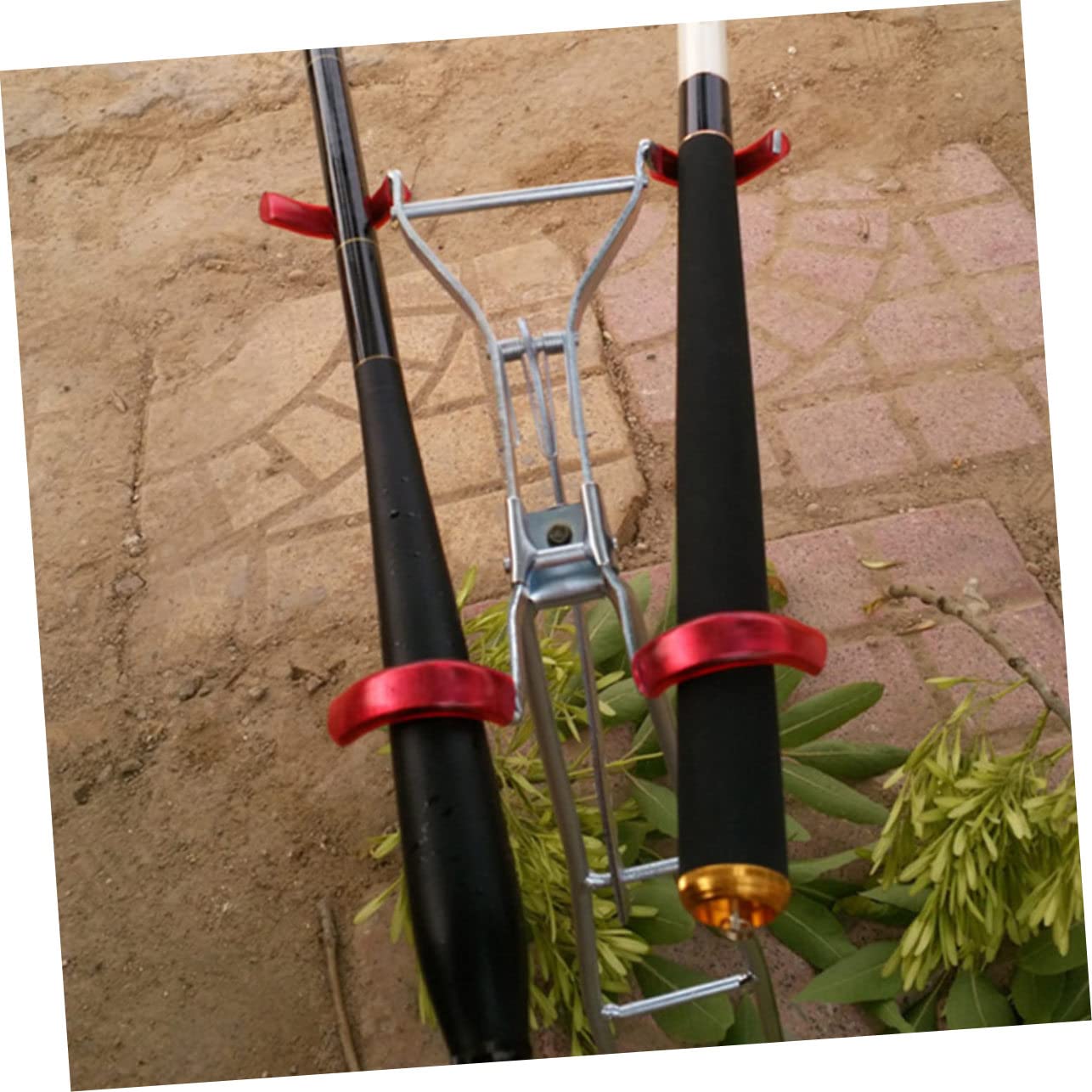 Supports Doubles en Métal Argenté, 2 Pièces, pour Canne à Pêche
