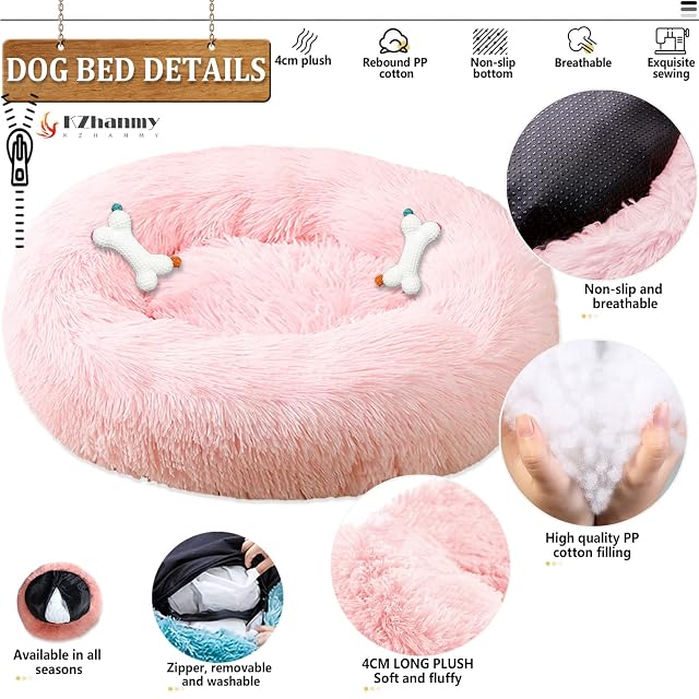 Foto 4 de 7 de KZhanmy Cama Perro Grande Redonda Cama de Perros Gatos Cómodo Suave Cálido Felpa Donut,Antiestres Lavables…