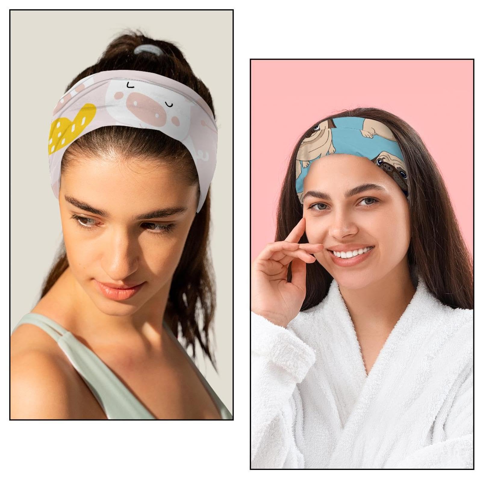 Lot de 6 bandeaux colorés à motif d'écailles de poisson pour femme - Turban antidérapant - Large bandeau élastique - Pour yoga, sueur, sport, entraînement