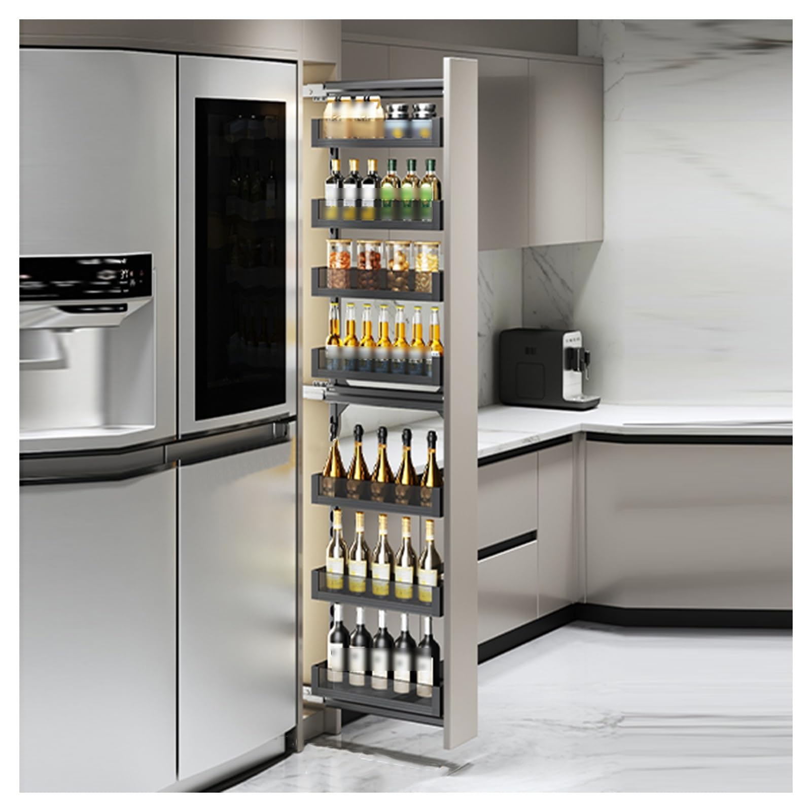 Organizzatore per armadio estraibile a 3 ripiani, 55,9 cm di altezza x 50 cm di profondità, cassetti scorrevoli per riporre e organizzare in cucina, dispensa, bagno, garage, stanza artigianale