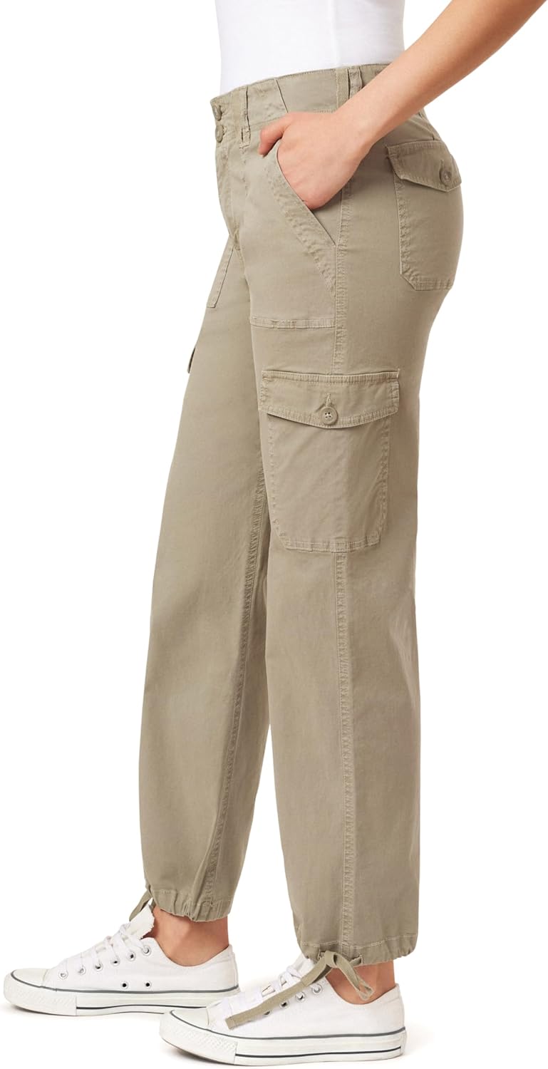 WallFlower Womens Luscious Curvy Twill Cargo Jogger Mid Rise Insta Stretch Juniors Pants - Image 3