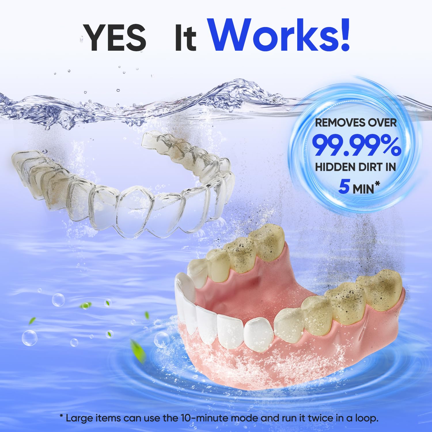 MySmile Pulitore ad Ultrasuoni 45 KHz, Capacità 200ML - Allineatori, Protettori Buccali, Apparecchi Ortodontici, Capsula Portatile di Pulizia Dentale con 2 Modalità e Timer Digitale (nero)