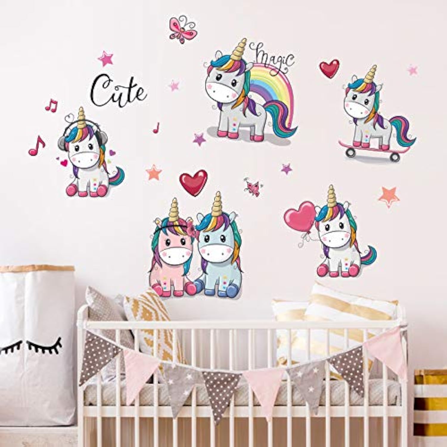 Adesivi Cameretta Bimba COVPAW Adesivo Parete Unicorno E Arcobaleno - Decorazione Magica Per Cameretta Bambini Adesivo Murale Bambini