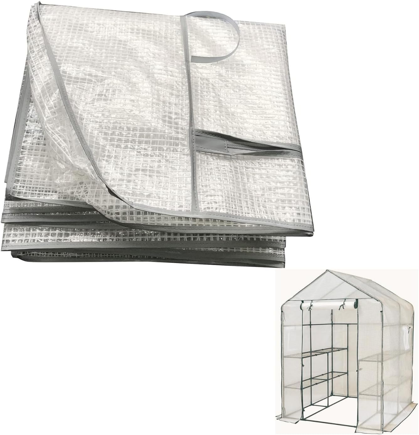 YORKSHIRE HOMEWARE Walk In Greenhouse Cover | Heavy Duty Replacement Spare Reinforced White PE Cover | Plants & Flowers Protection House | Mini Grow House with Zipped Cover, COVER ONLY