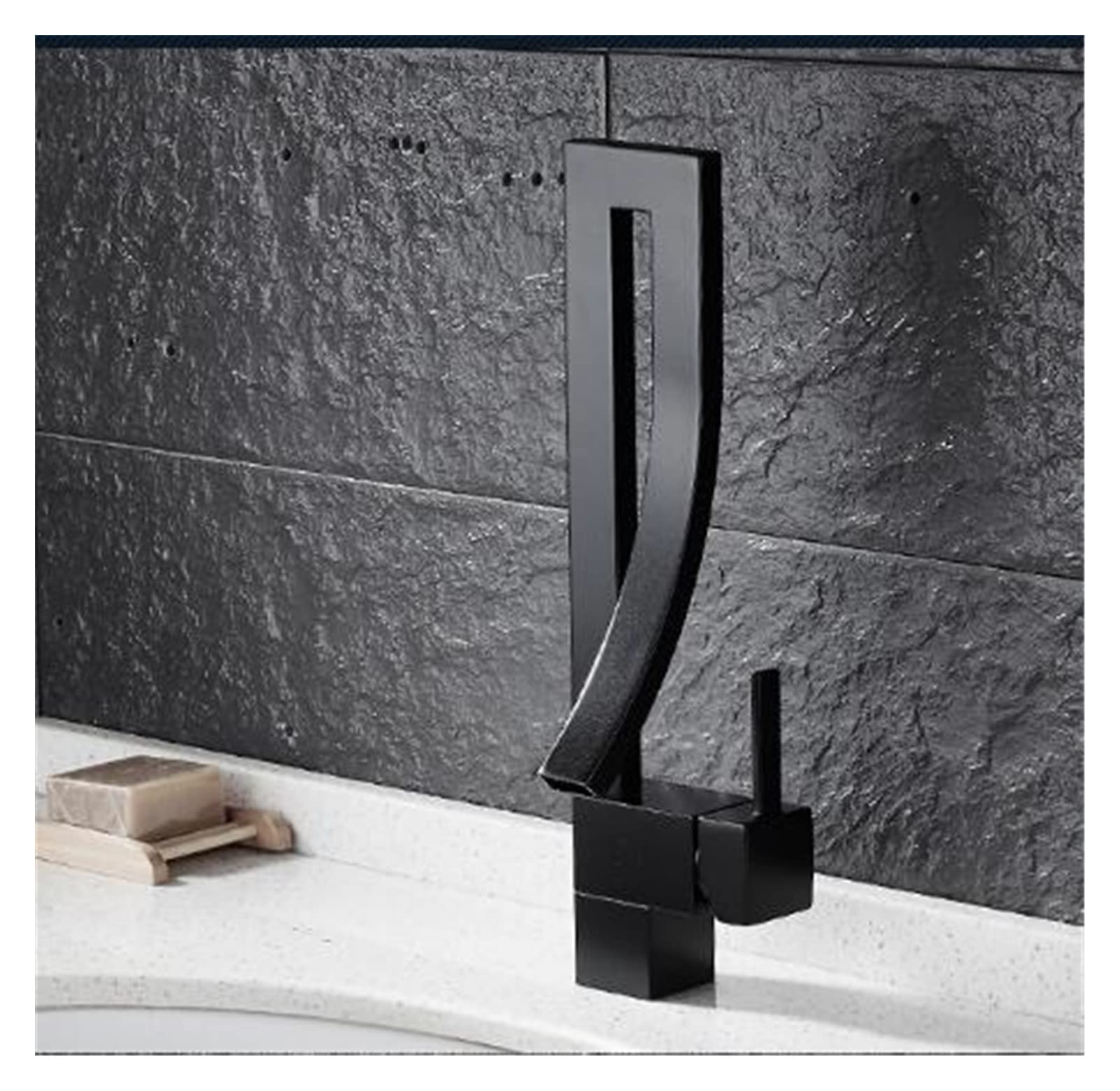 Cudtapi Nero Bathroom Faucet Basin Faucets Rose Gold Brass Faucet Square Bathroom Sink Single Handle Deck Mounted Toilet Hot And Cold Mixer Water Tap(Nero)