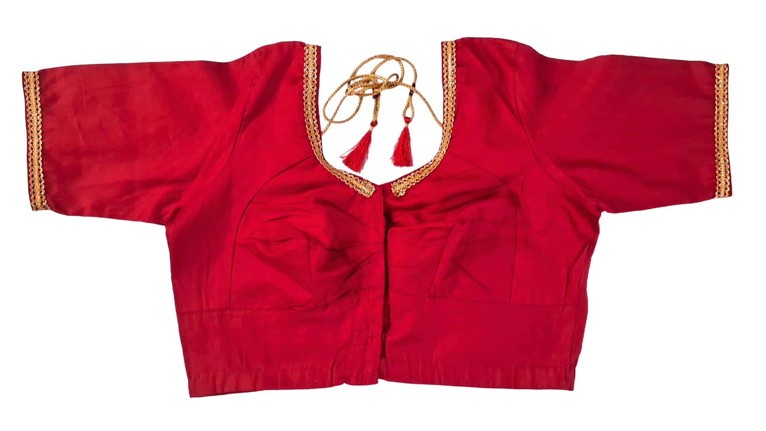 Women's Silk Blend Short Sleeve Readymade Saree Blouse-image-22