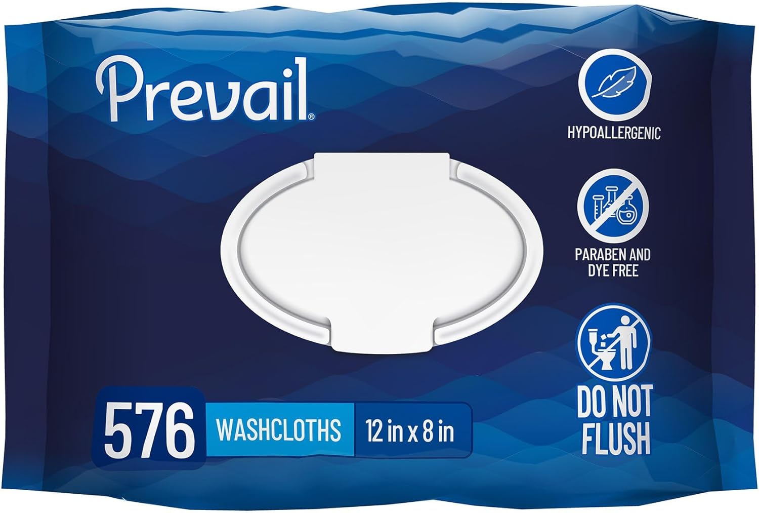 Prevail Soft Pack Adult Washcloths - Unisex Adult Incontinence Wipes - Disposable Adult Wipes for Men & Women - 12"x 8", 576 Count (6 Packs of 96)
