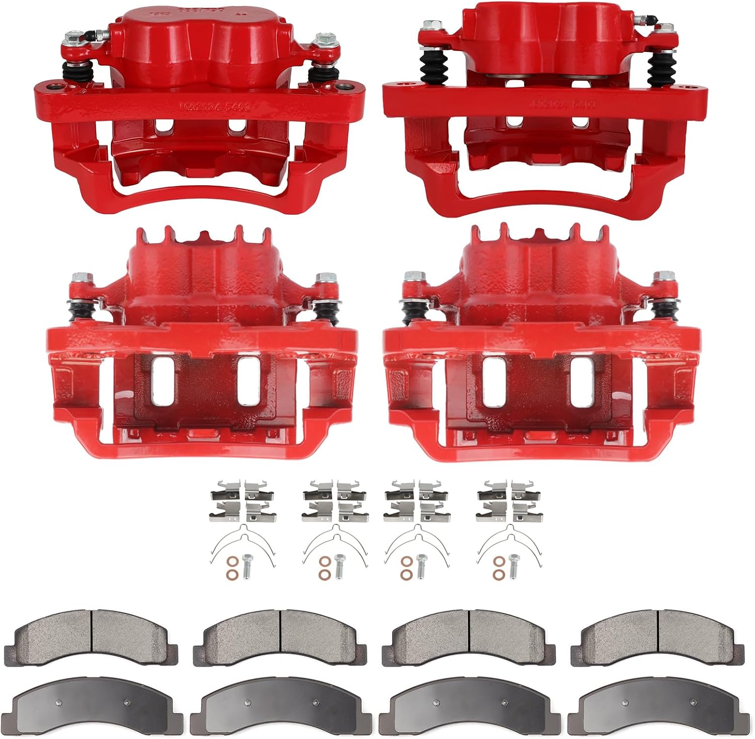 SCITOO Front & Rear Brake Kit [8] Brake Pads [4] Brake Disc Calipers w/Bracket Compatible With 2000-2005 for Ford for Excursion,1999-2004 for Ford for F-350 Super Duty
