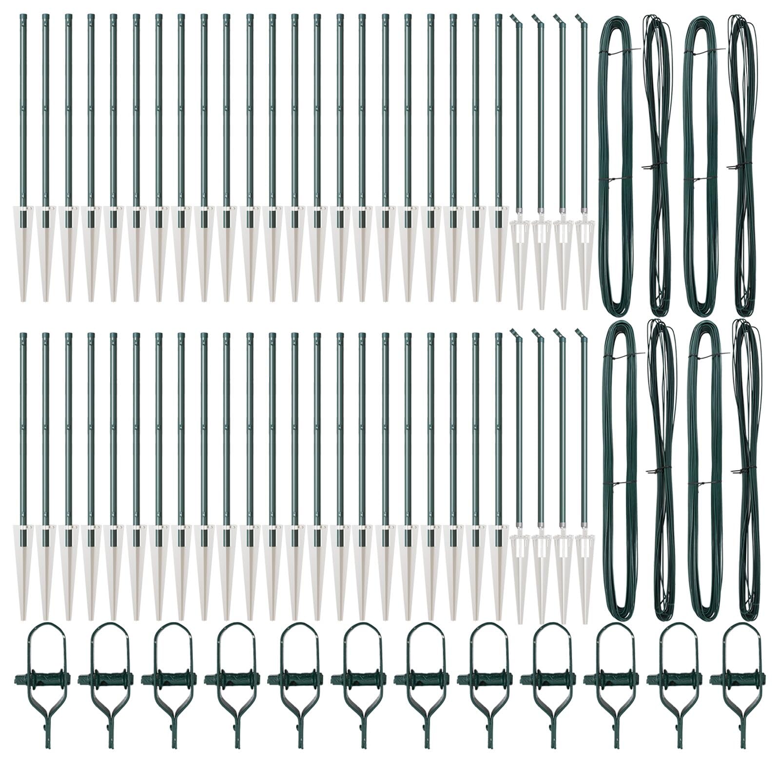 52 pali in acciaio zincato, Ø32 mm, 120 cm, con picchetto, materiali da costruzione da giardino, forte supporto per recinzioni, ideali per progetti esterni