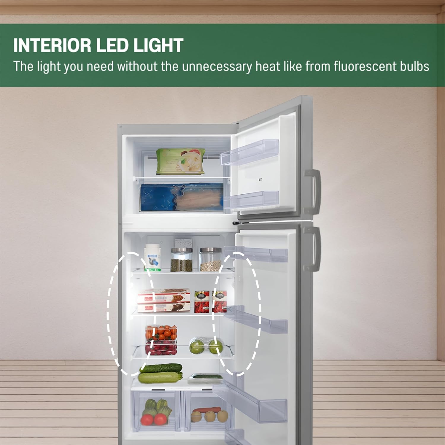 Equator Stainless Steel Energy Star Refrigerator-Freezer with Adjustable Shelves