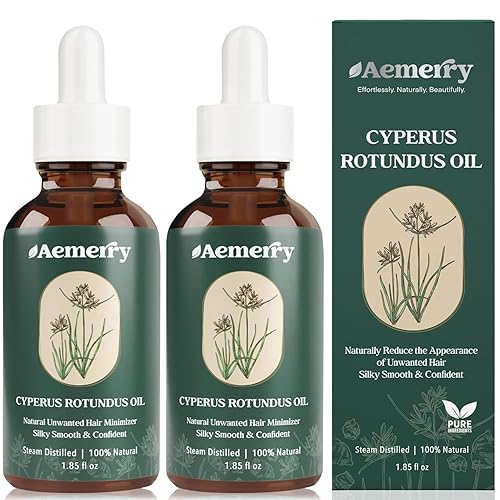 2 Pack Cyperus Rotundus Oil: Natural Cyperus Rotundus Oil for Hair Removal, Pure Hair Inhibitor Serum, Slow & Reduce Regrowth for Face & Body,