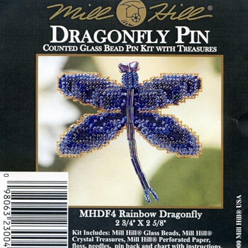 Miniatura 2 de Arco Iris Libélula Beaded de punto de cruz, diseño de ornamento Kit Mill Hill 2000 Spring Bouquet mhdf4 por Mill Hill