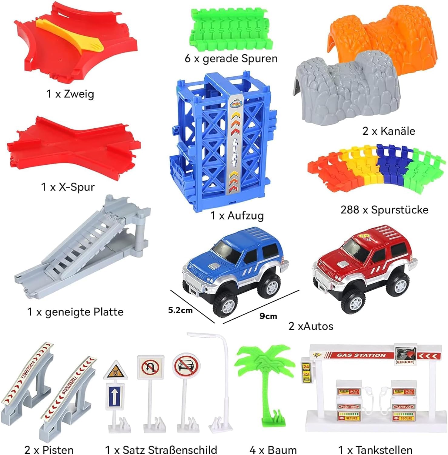TONZE Juguetes Niños 3 Años Flexible Pista Coches 288 Piezas Juguetes Circuito Coches Pistas Flexibles con 2 Autos Juego Electricos para Infantil Regalo Niños Niñas 3 4 5 6 Años