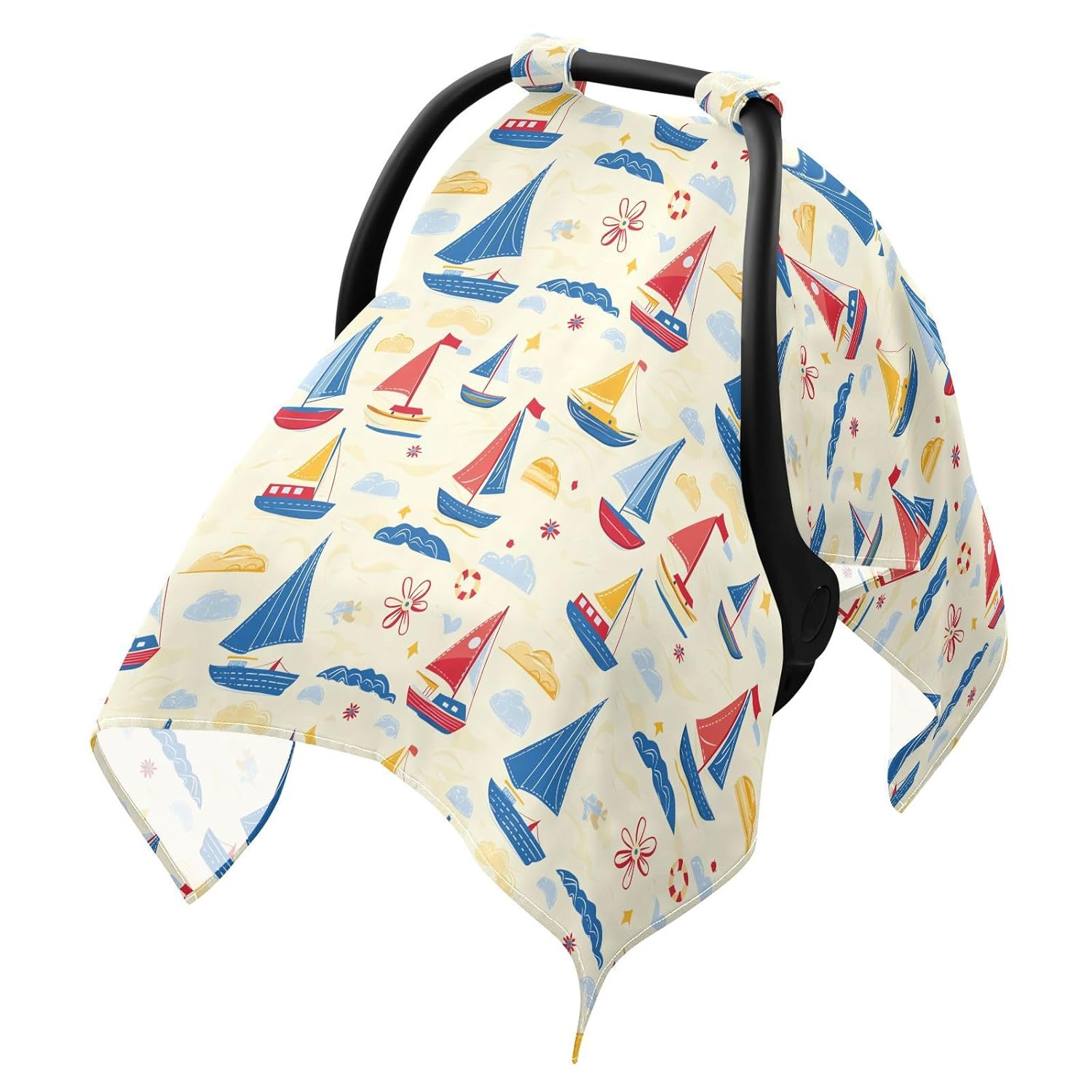Stroller Sun Shade Cover Fit Car Seat Net,Protects from Dust and Snow Cartoon Summer Boats