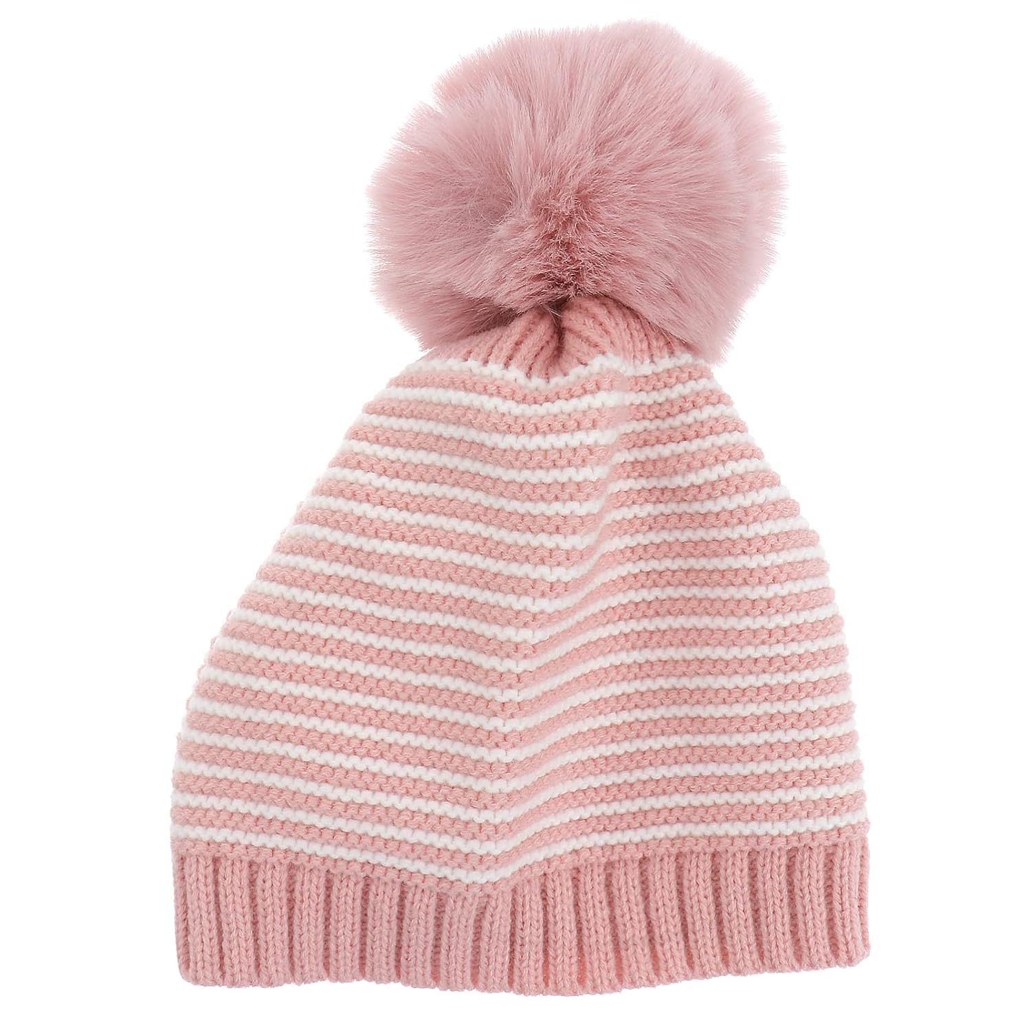 Pink beanie with white pom pom Clearance