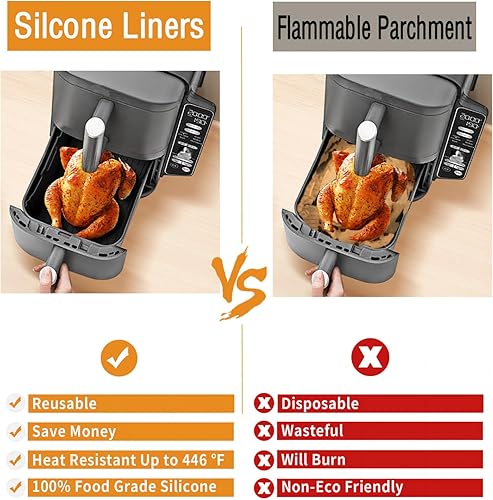 Miniatura 3 de Revestimientos de silicona para freidora de aire Ninja 10QT DoubleStack XL de 2 cestas SL401 SL400 SL451, 2 piezas de revestimientos de silicona
