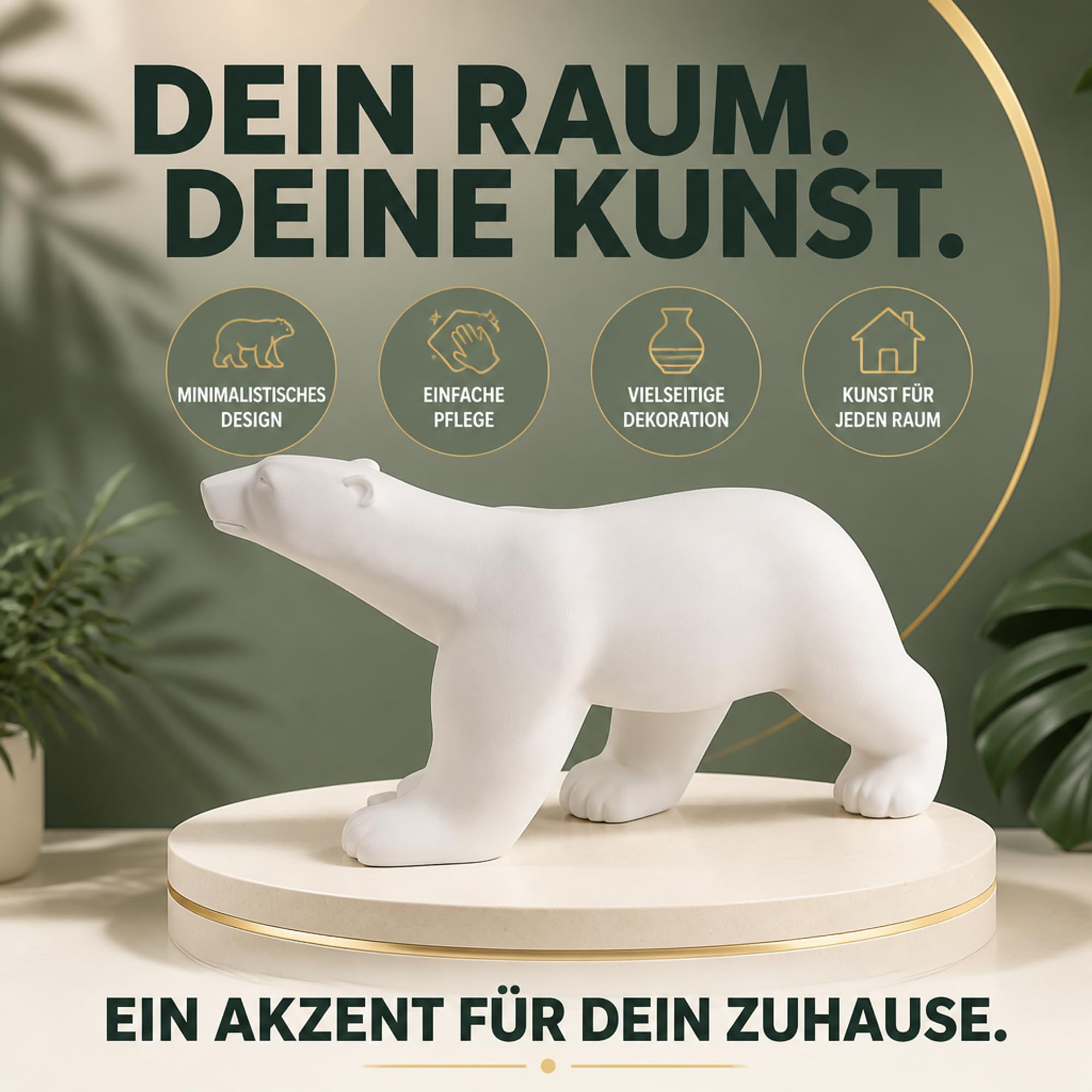Parastone Eisbär Skulptur Ours Blanc – ruhige Raumdekoration für Wohnzimmer/Büro – Harz Weiß 30 cm XL nach François Pompon