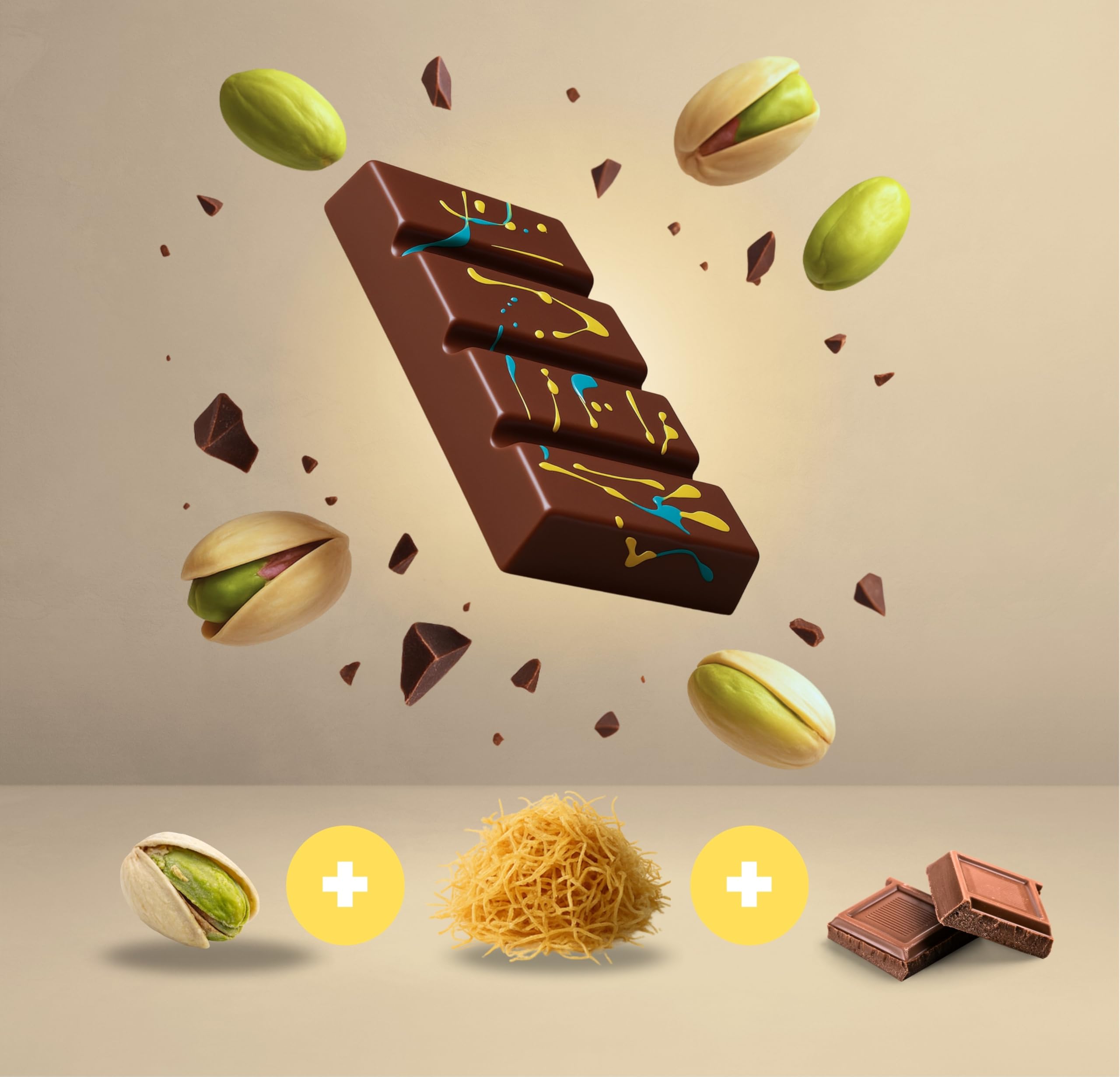 Dubai Chocolate | Chocolate dubai Premium con leche con kadayif y crema de pistacho | Laborawi (95g)