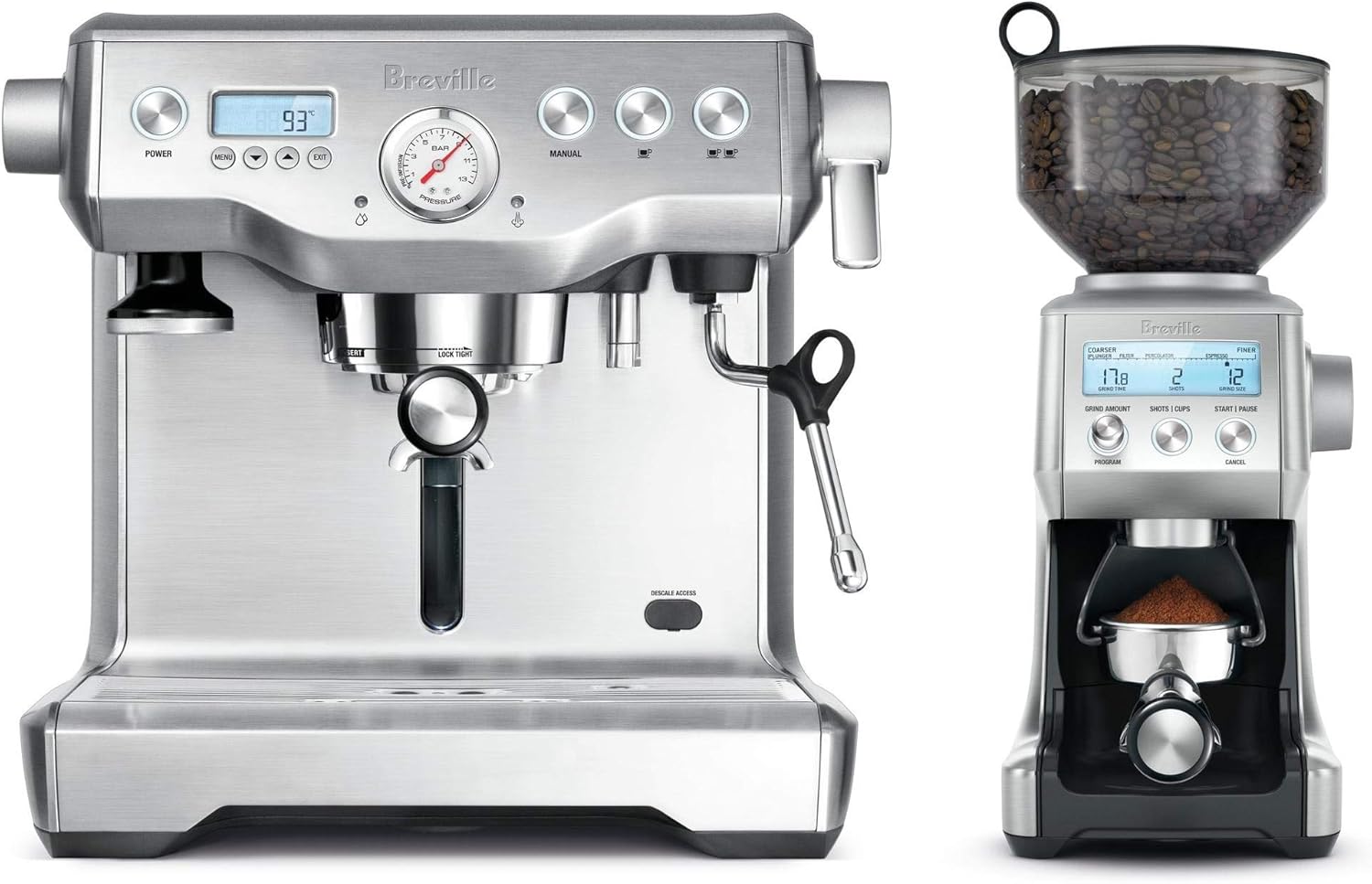 Breville BES920 Dynamic Duo Dual Boiler Espresso Machine and BCG820